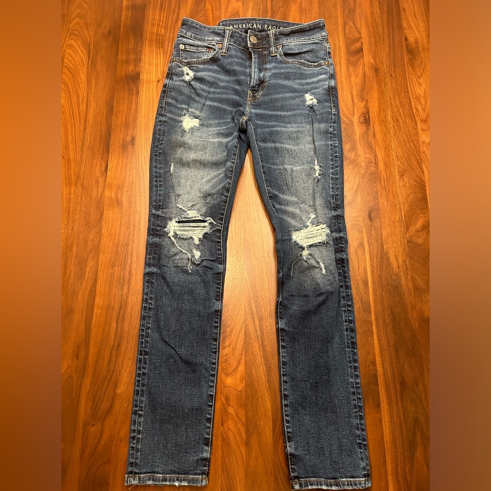 American Eagle Men's Airflex+ Slim Patched Jeans